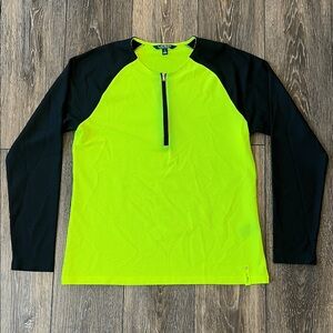 Lauren Ralph Lauren Neon Yellow and Black Mesh 1/3 Zip Long Sleeve Womens XL
